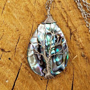Abalone Tree of Life Pendant Necklace